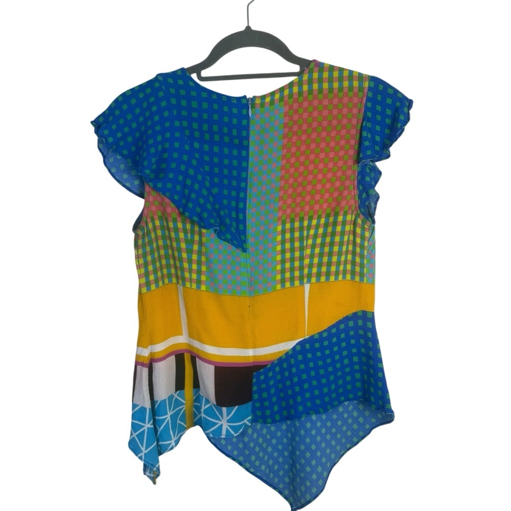 Conditions Apply Asymmetrical Short Flutter Sleeve Blouse Ruffle Size Small - Picture 4 of 7